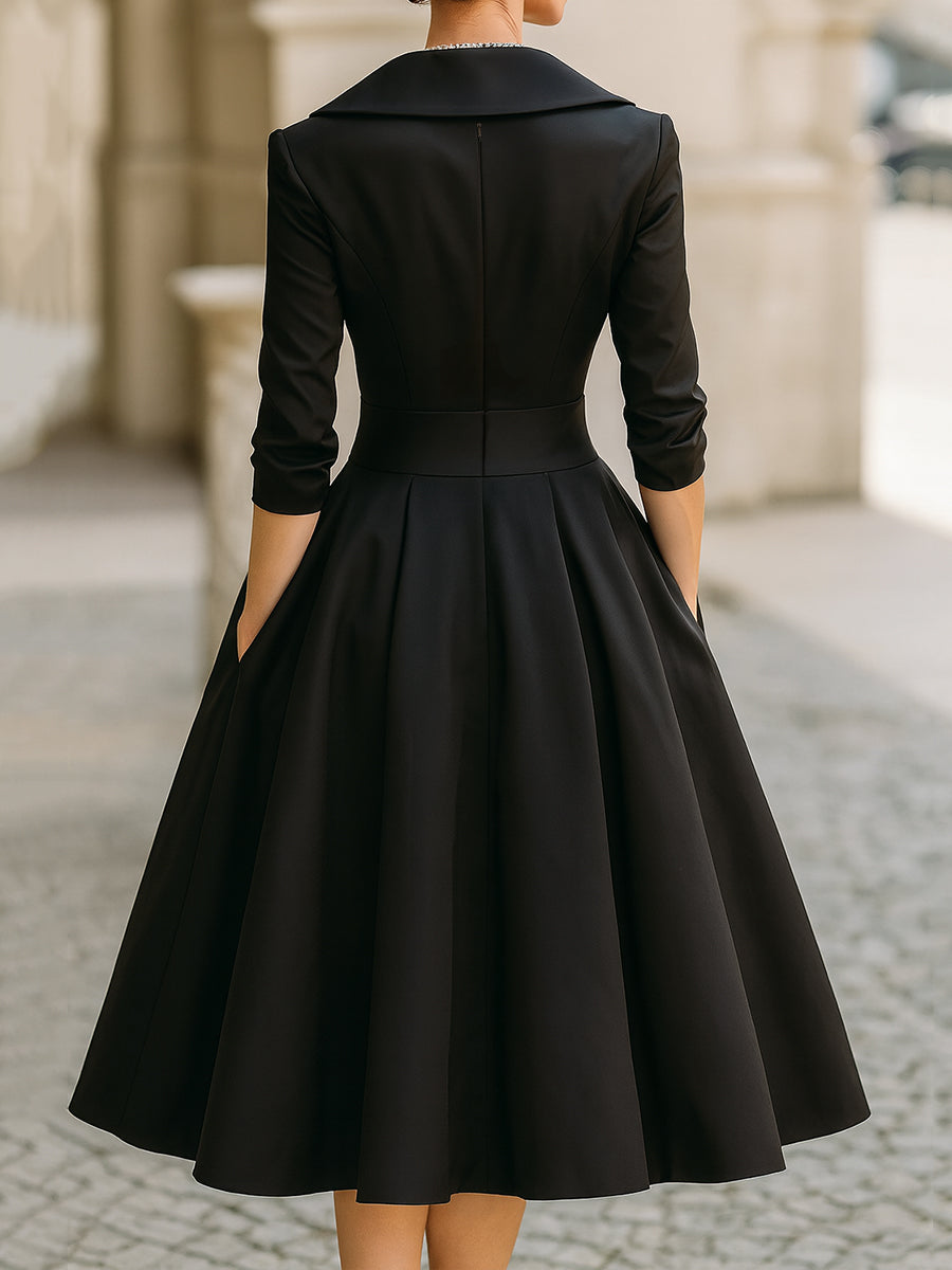 Lea™ – Elegante midi-jurk met subtiele glans