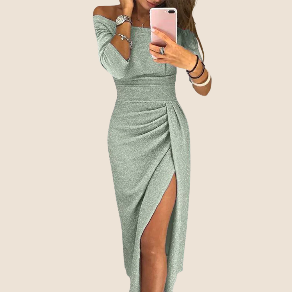 Ely™ – Chique maxi-jurk met halterhals en vloeiende pasvorm