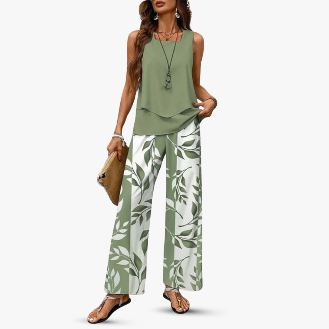 Amara™ – Premium tweedelige set met mouwloze top en broek