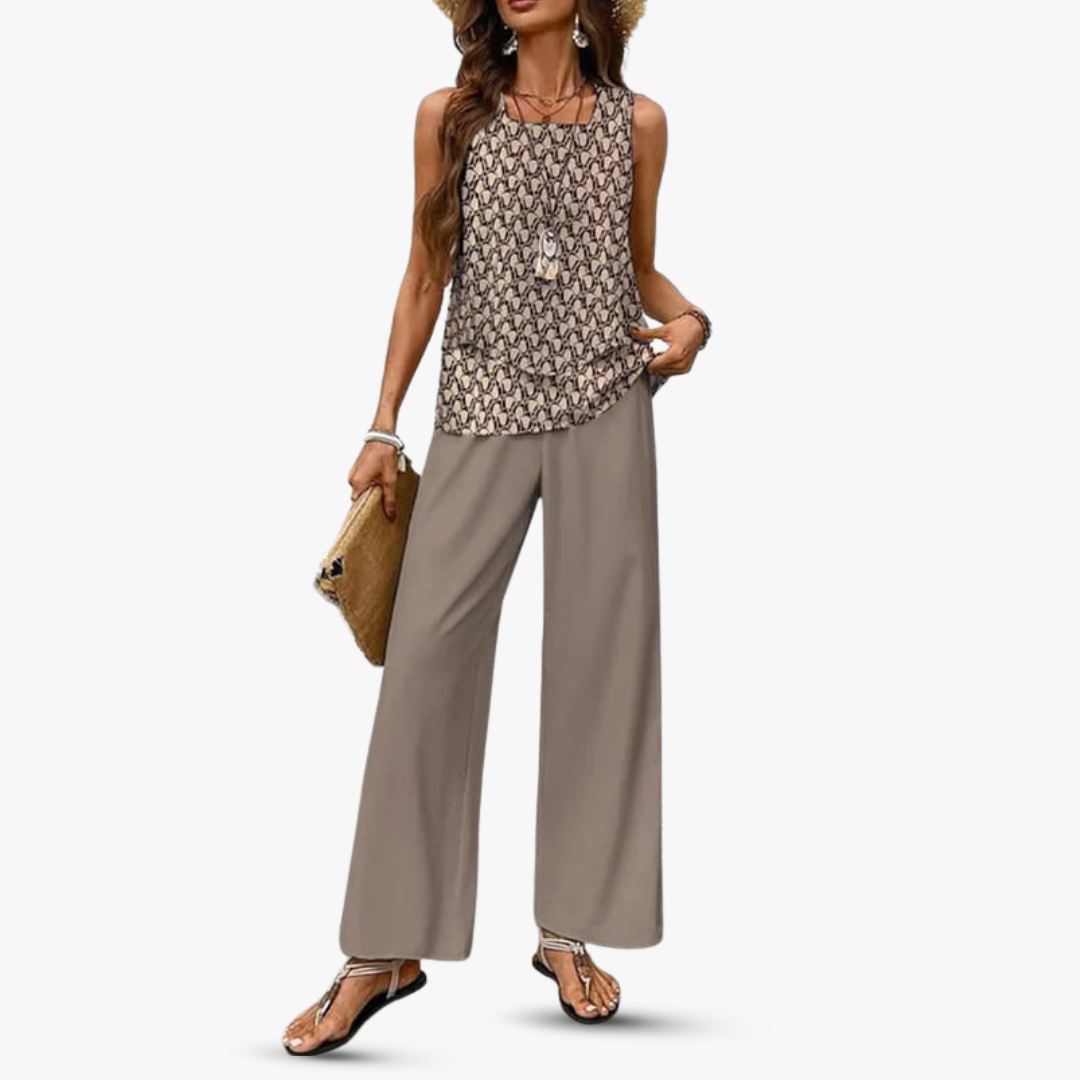 Amara™ – Premium tweedelige set met mouwloze top en broek