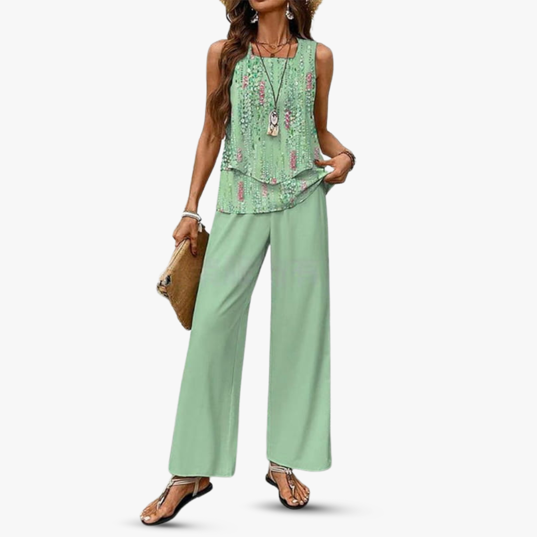 Amara™ – Premium tweedelige set met mouwloze top en broek