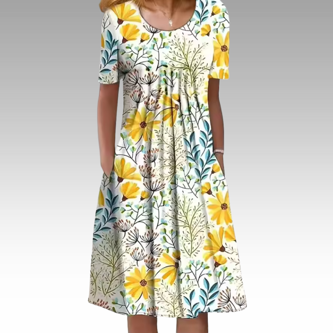 Ziva™ – Elegante jurk met bloemenprint en buikbedekking