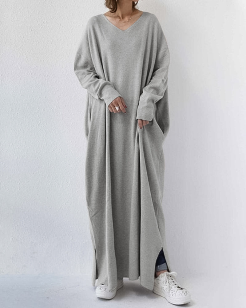 Serenya™ – Modieuze jurk met lange mouwen en V-hals