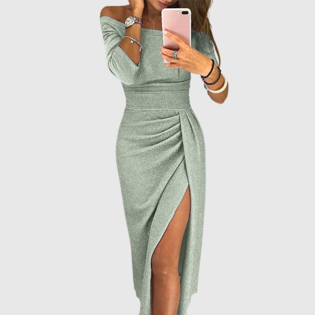 Ely™ – Chique maxi-jurk met halterhals en vloeiende pasvorm