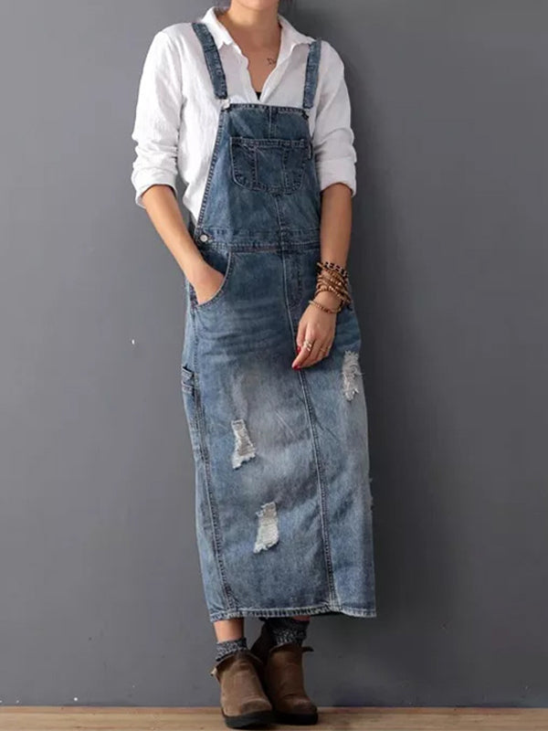 Frayla™ – Used-look spijkerjurk met split achter