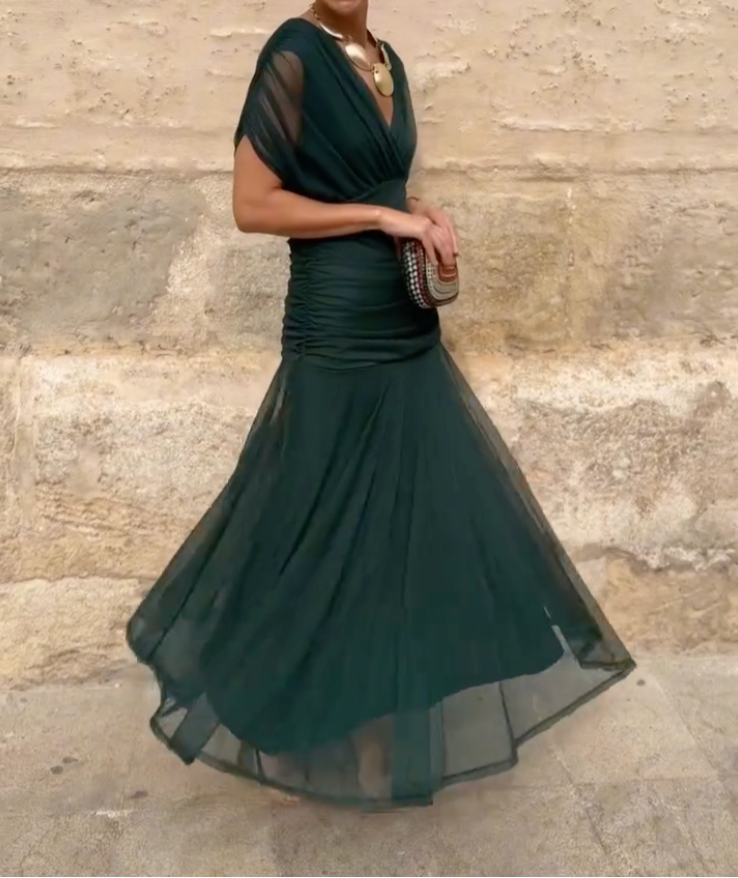 Lady™ – Elegante maxi-jurk met V-hals voor feestelijke gelegenheden