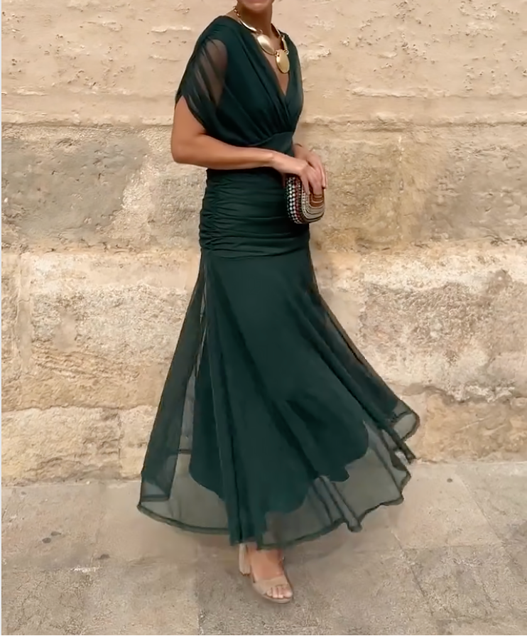 Lady™ – Elegante maxi-jurk met V-hals voor feestelijke gelegenheden
