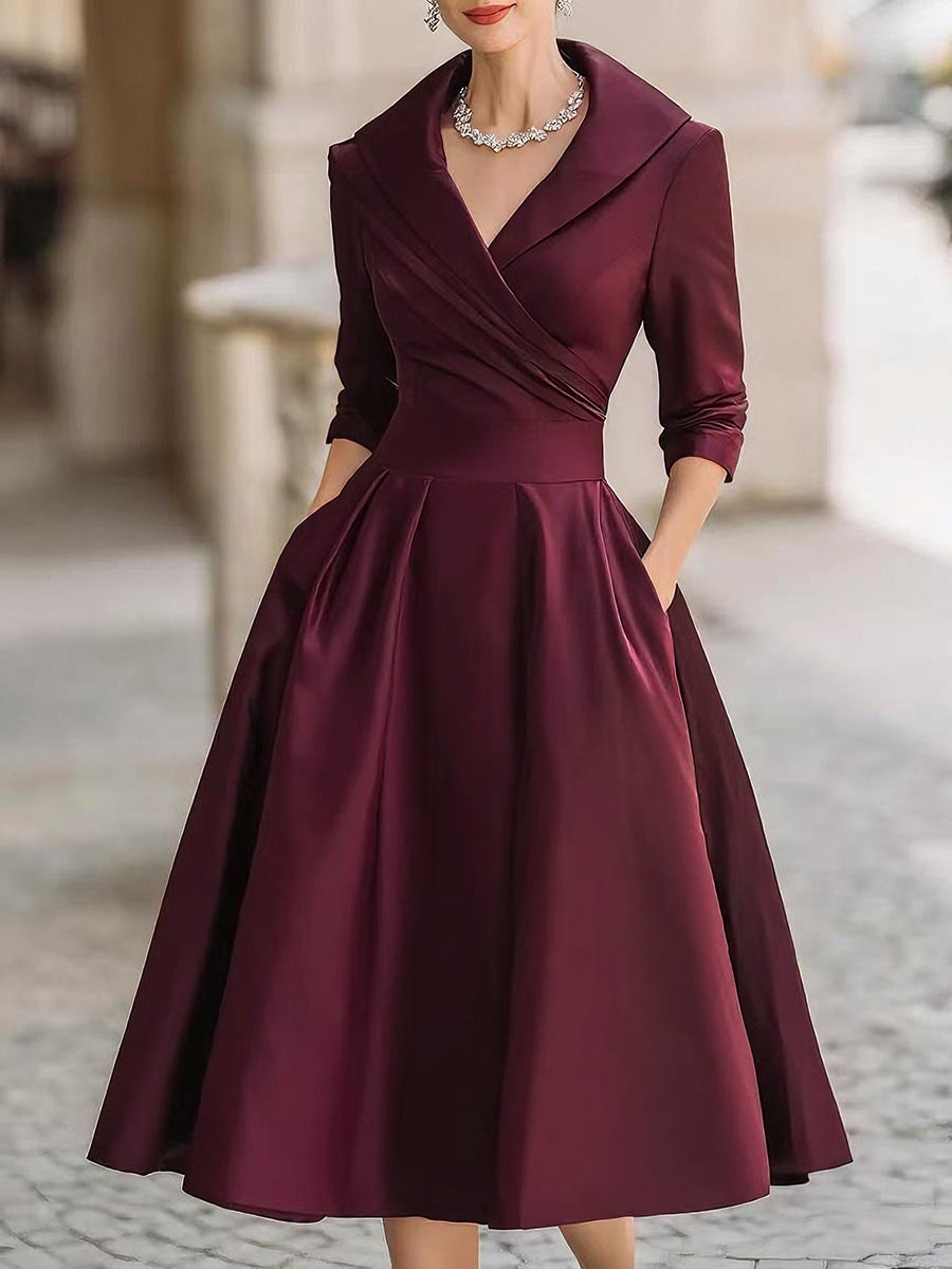 Lea™ – Elegante midi-jurk met subtiele glans