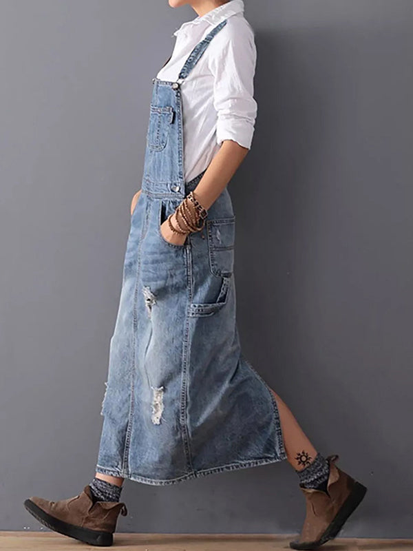 Frayla™ – Used-look spijkerjurk met split achter