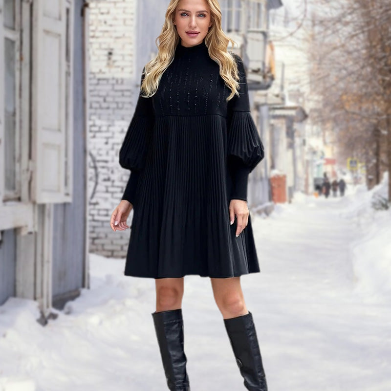 Avelyn™ - Elegante plissé-jurk met lantaarnmouwen voor dames