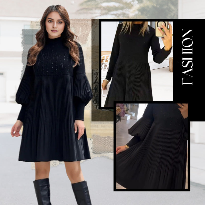 Avelyn™ - Elegante plissé-jurk met lantaarnmouwen voor dames