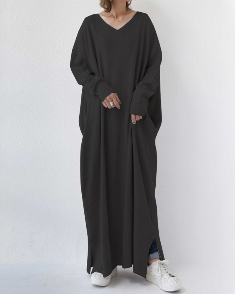 Serenya™ – Modieuze jurk met lange mouwen en V-hals