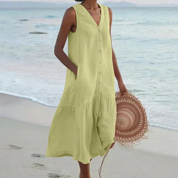 Naya™ – Mouwloze elegante blousejurk met V-hals