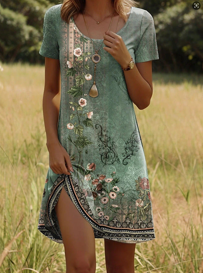 Isla™ – Jurk met Indiaas geïnspireerde print en ronde hals