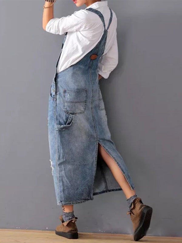 Frayla™ – Used-look spijkerjurk met split achter