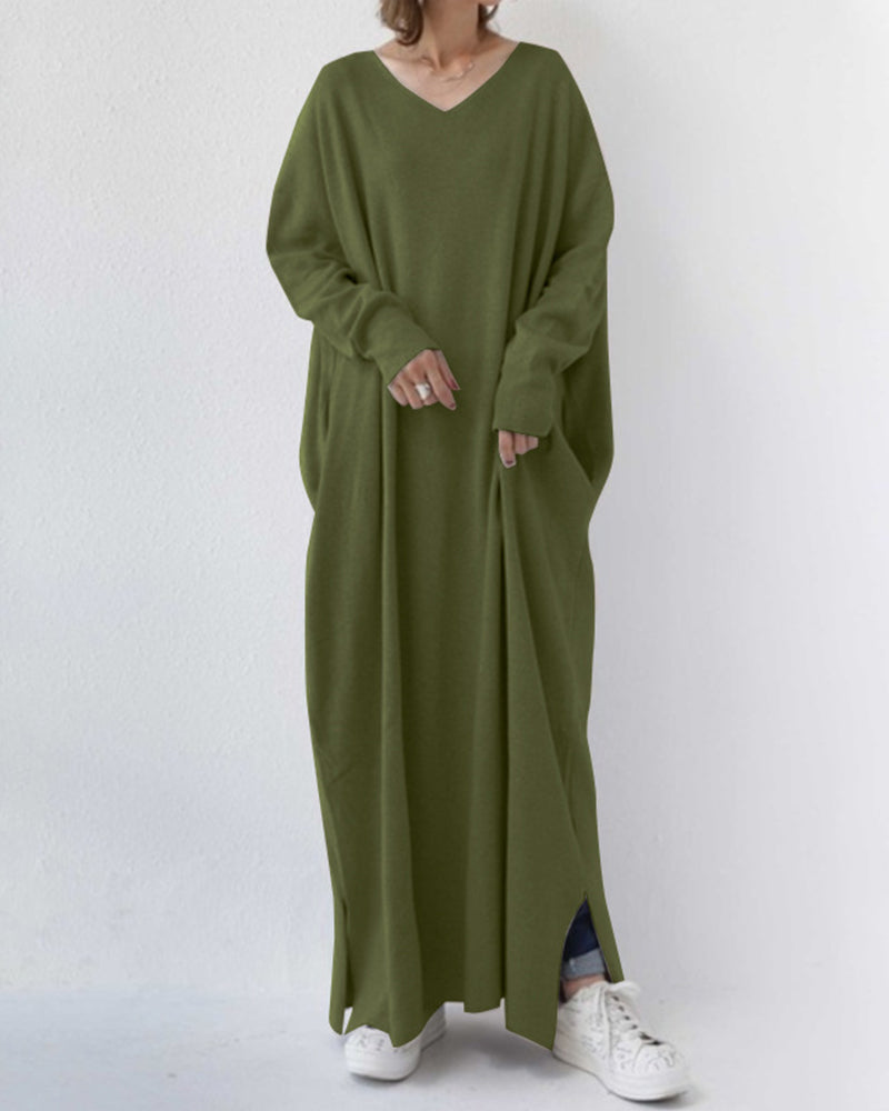 Serenya™ – Modieuze jurk met lange mouwen en V-hals