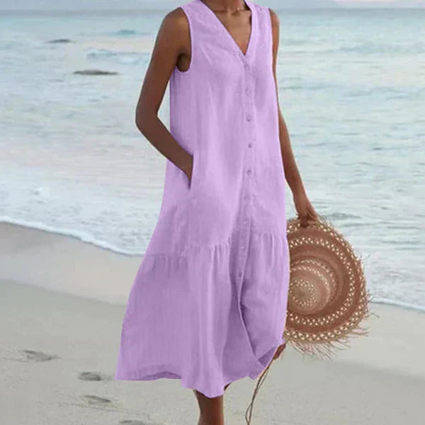 Naya™ – Mouwloze elegante blousejurk met V-hals
