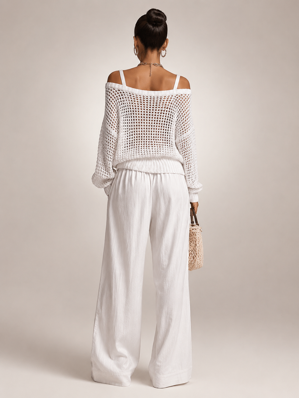 Herta | Tweedelige set met off-shoulder top en wijde broek