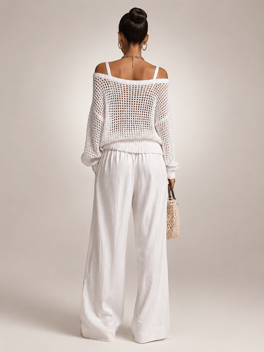 Herta | Tweedelige set met off-shoulder top en wijde broek