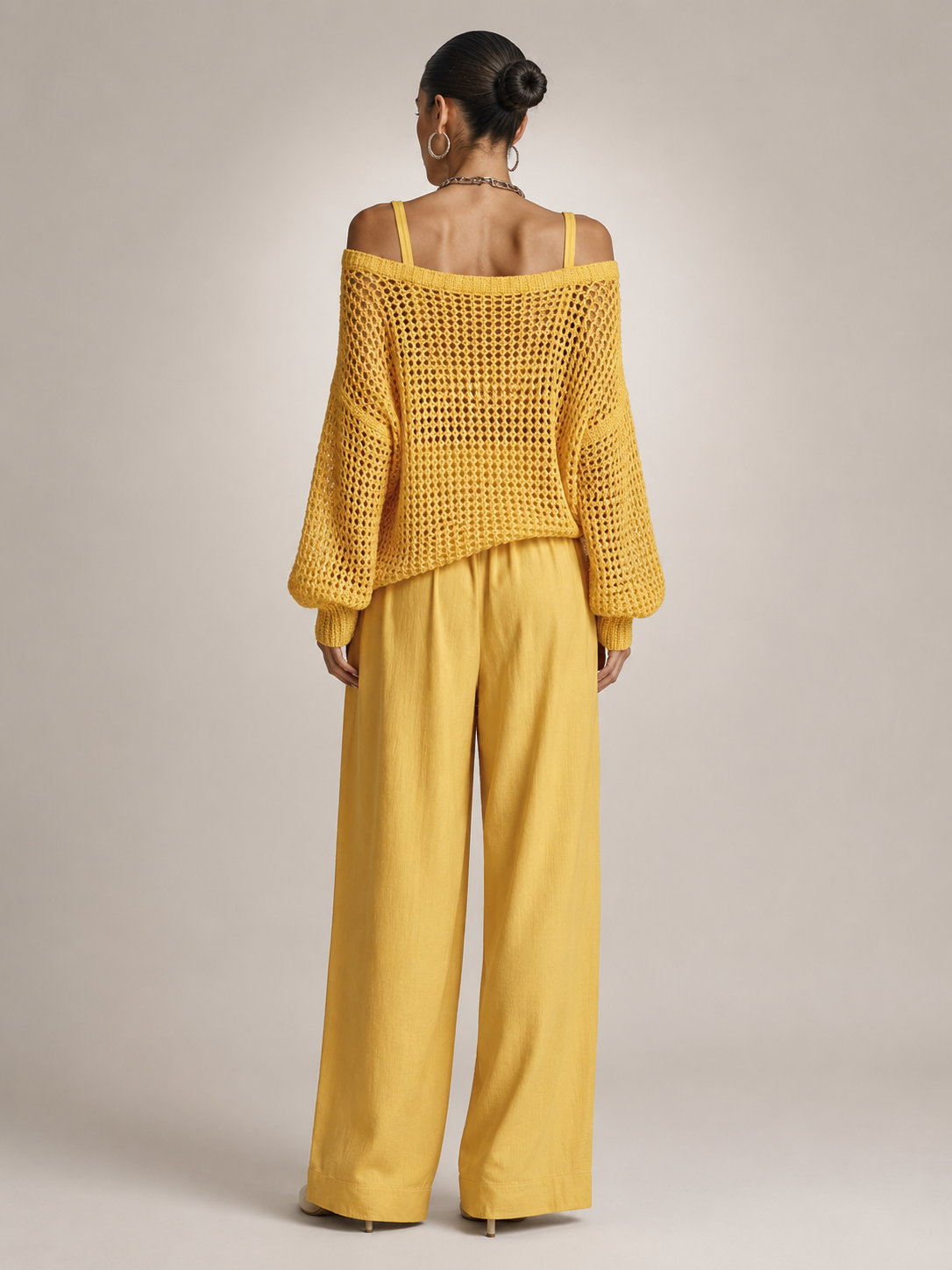 Herta | Tweedelige set met off-shoulder top en wijde broek