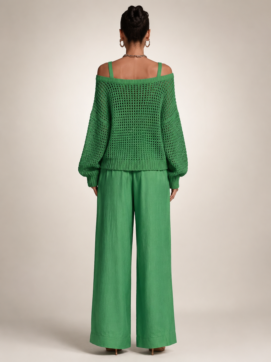 Herta | Tweedelige set met off-shoulder top en wijde broek