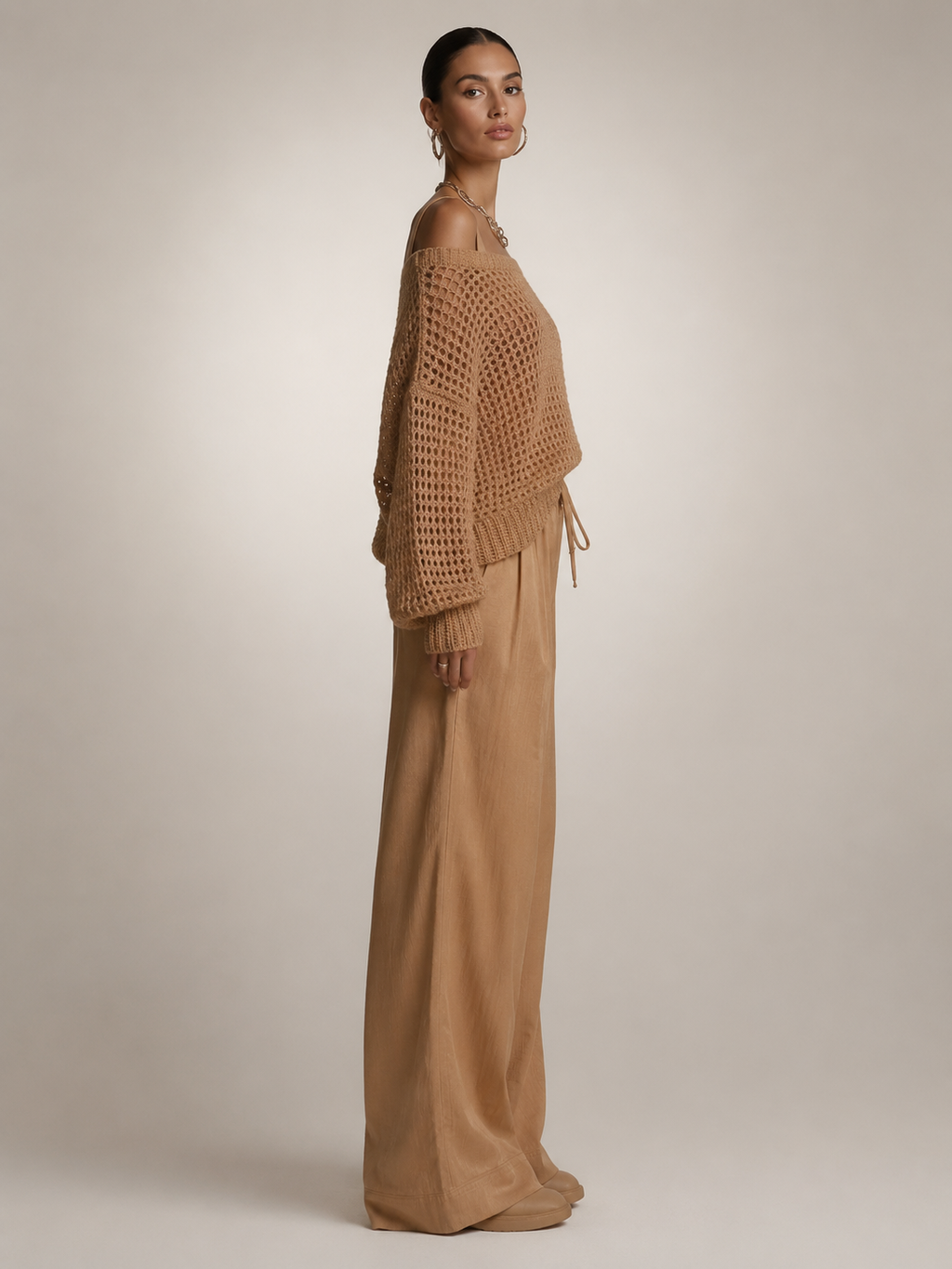 Herta | Tweedelige set met off-shoulder top en wijde broek