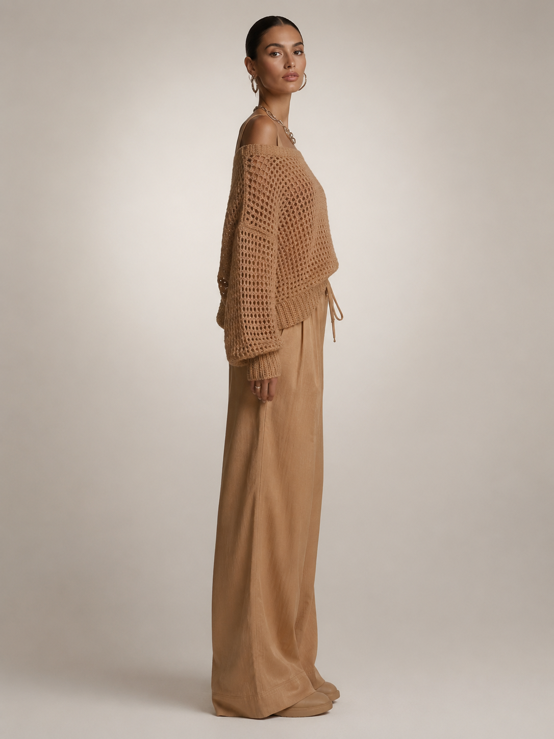 Herta | Tweedelige set met off-shoulder top en wijde broek