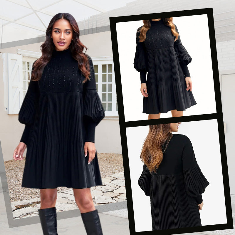Avelyn™ - Elegante plissé-jurk met lantaarnmouwen voor dames