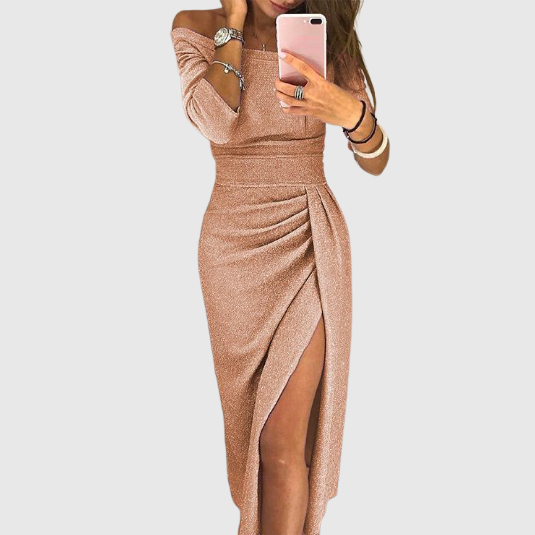 Ely™ – Chique maxi-jurk met halterhals en vloeiende pasvorm