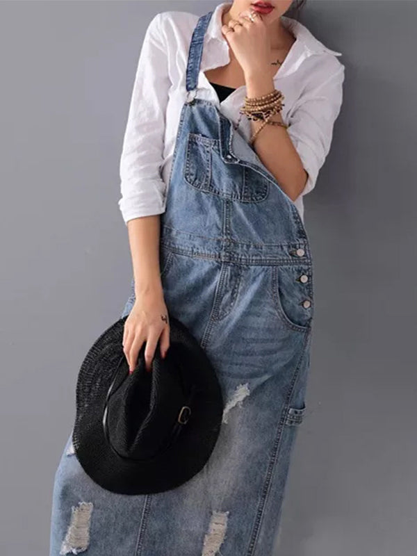 Frayla™ – Used-look spijkerjurk met split achter