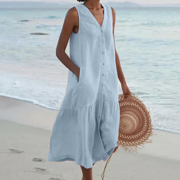 Naya™ – Mouwloze elegante blousejurk met V-hals