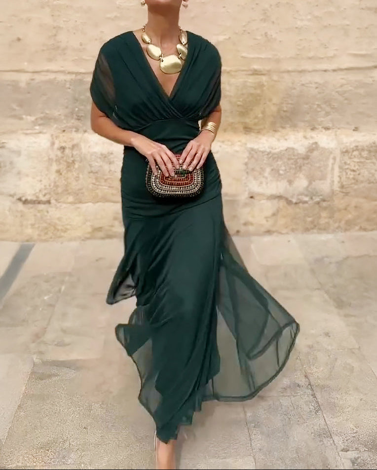 Lady™ – Elegante maxi-jurk met V-hals voor feestelijke gelegenheden