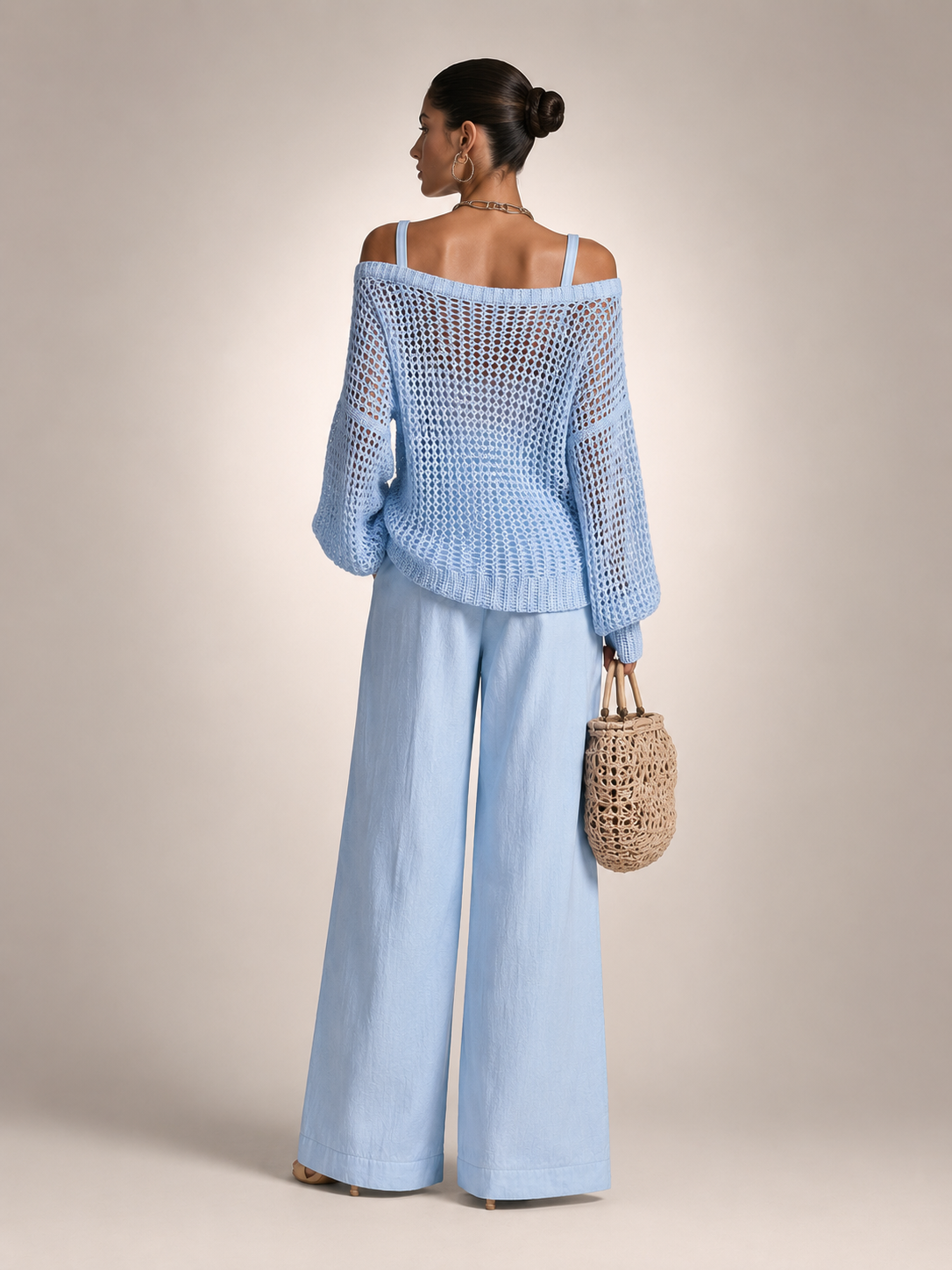 Herta | Tweedelige set met off-shoulder top en wijde broek