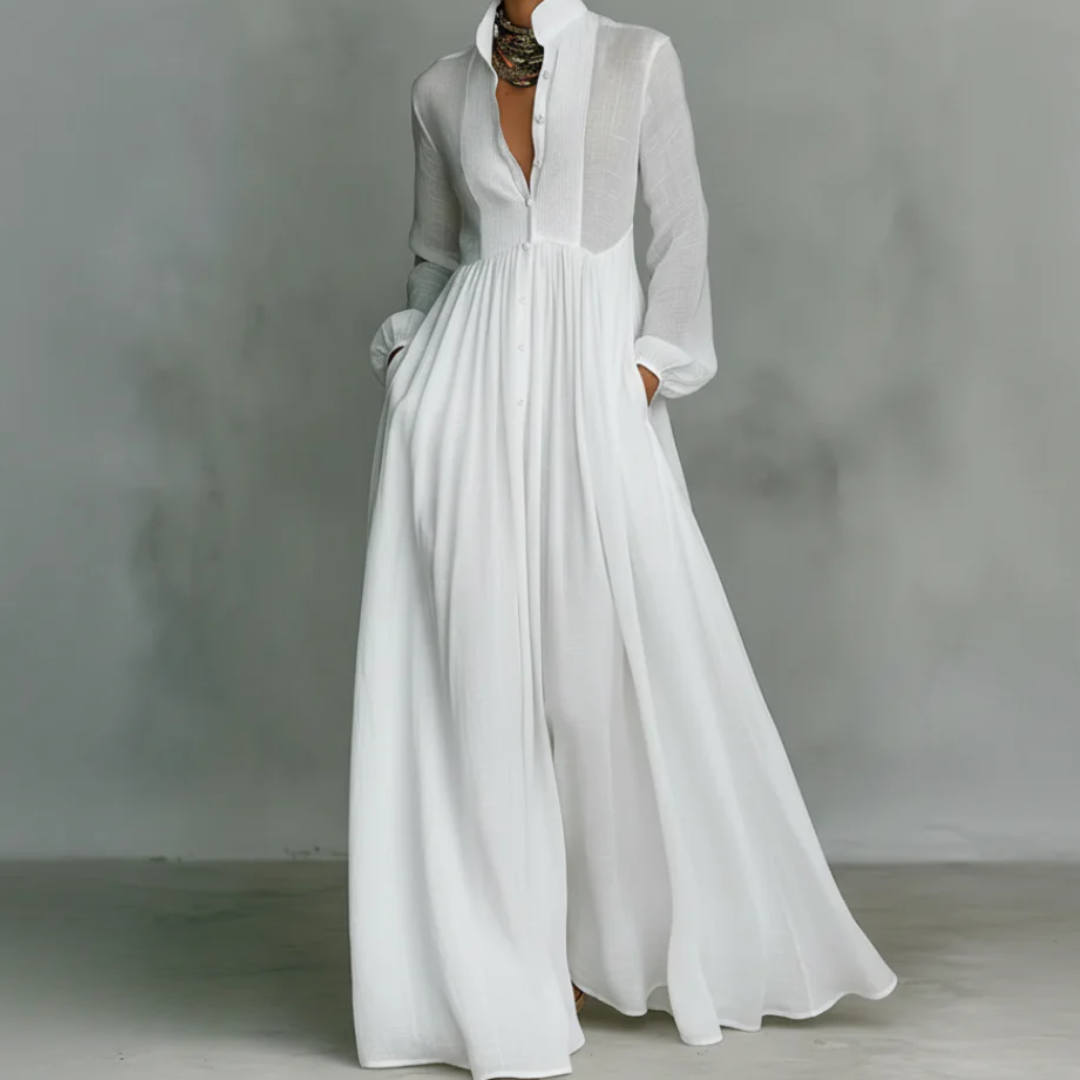 Gail™ – Minimalistische maxi-jurk van katoen