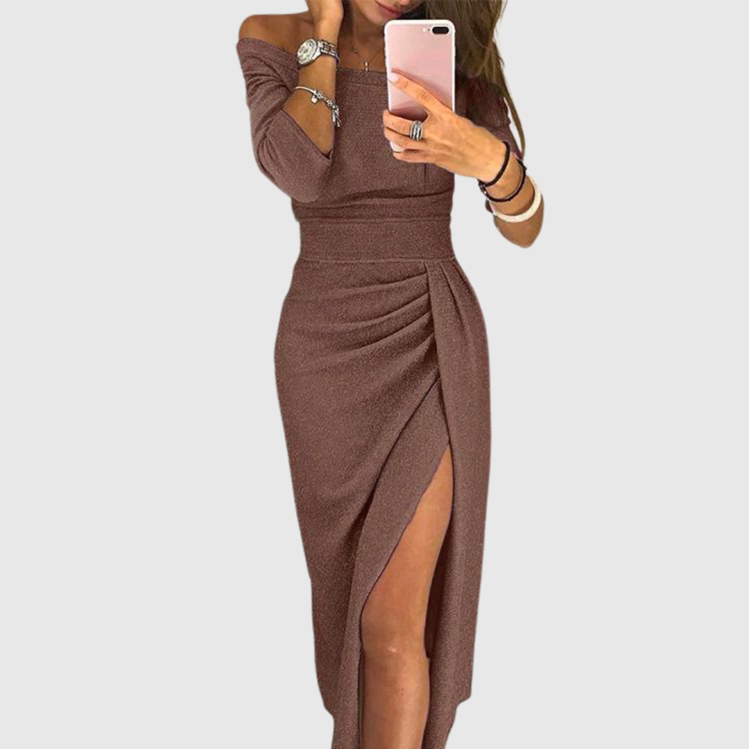 Ely™ – Chique maxi-jurk met halterhals en vloeiende pasvorm
