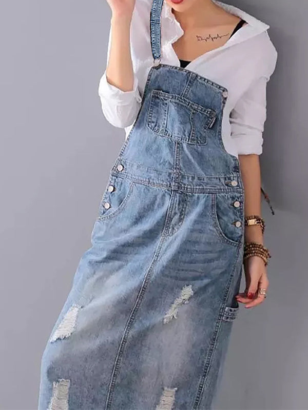 Frayla™ – Used-look spijkerjurk met split achter