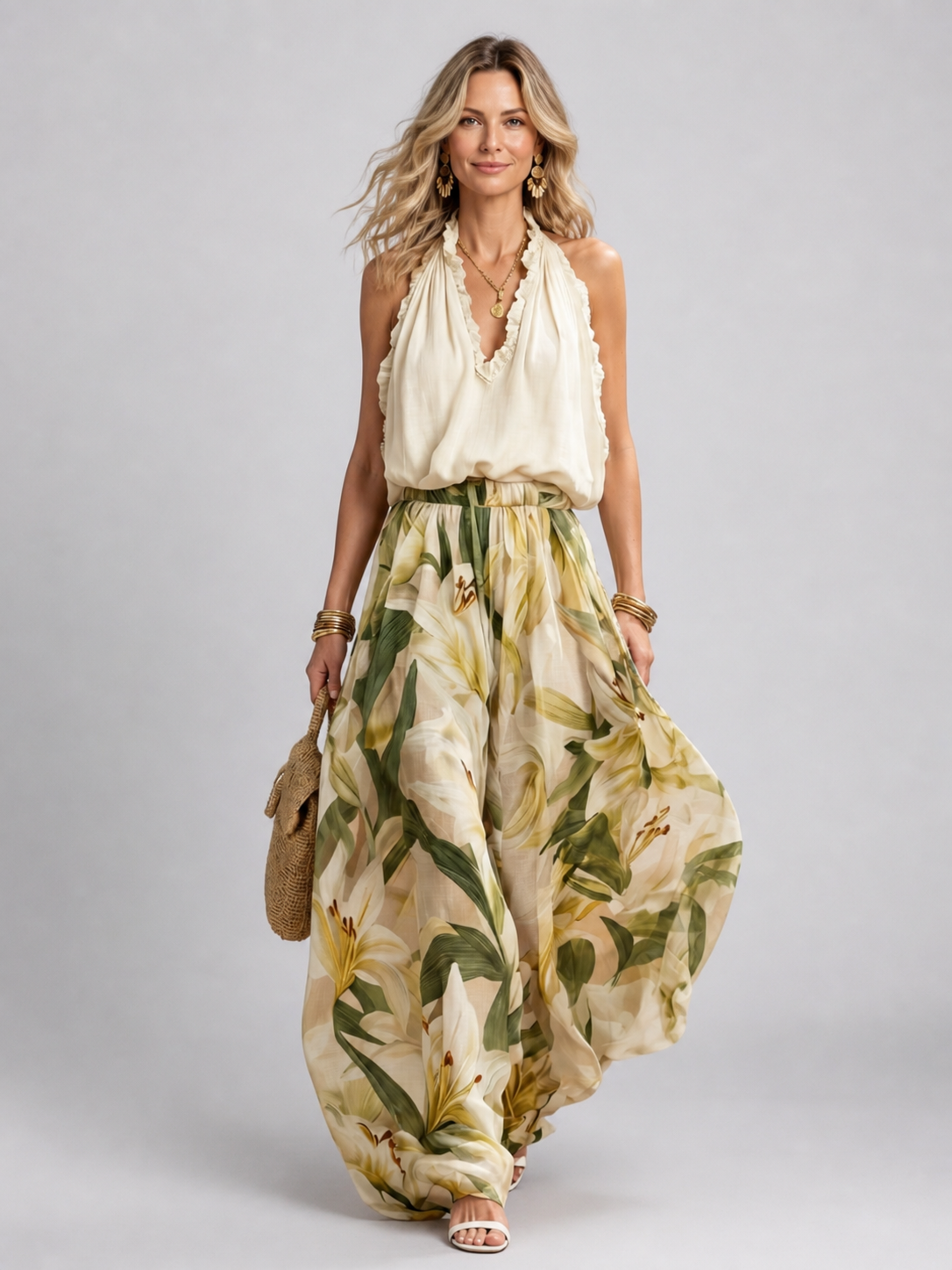 Yvonne | Tweedelige set met bloemenprint
