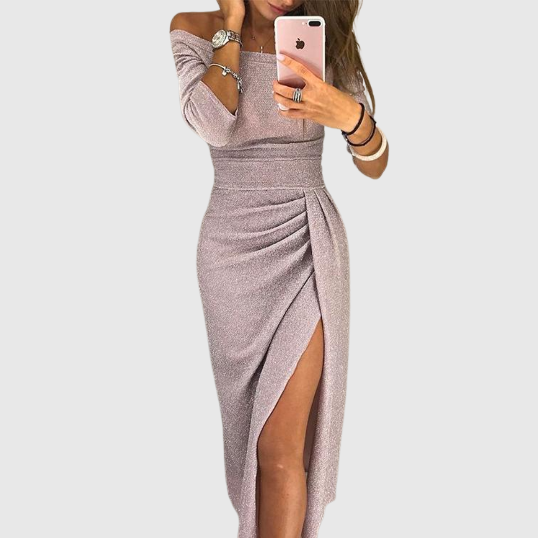 Ely™ – Chique maxi-jurk met halterhals en vloeiende pasvorm