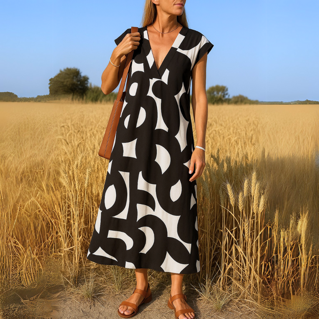 Azura™ – Comfortabele en vloeiende jurk met V-hals in Ibiza-stijl
