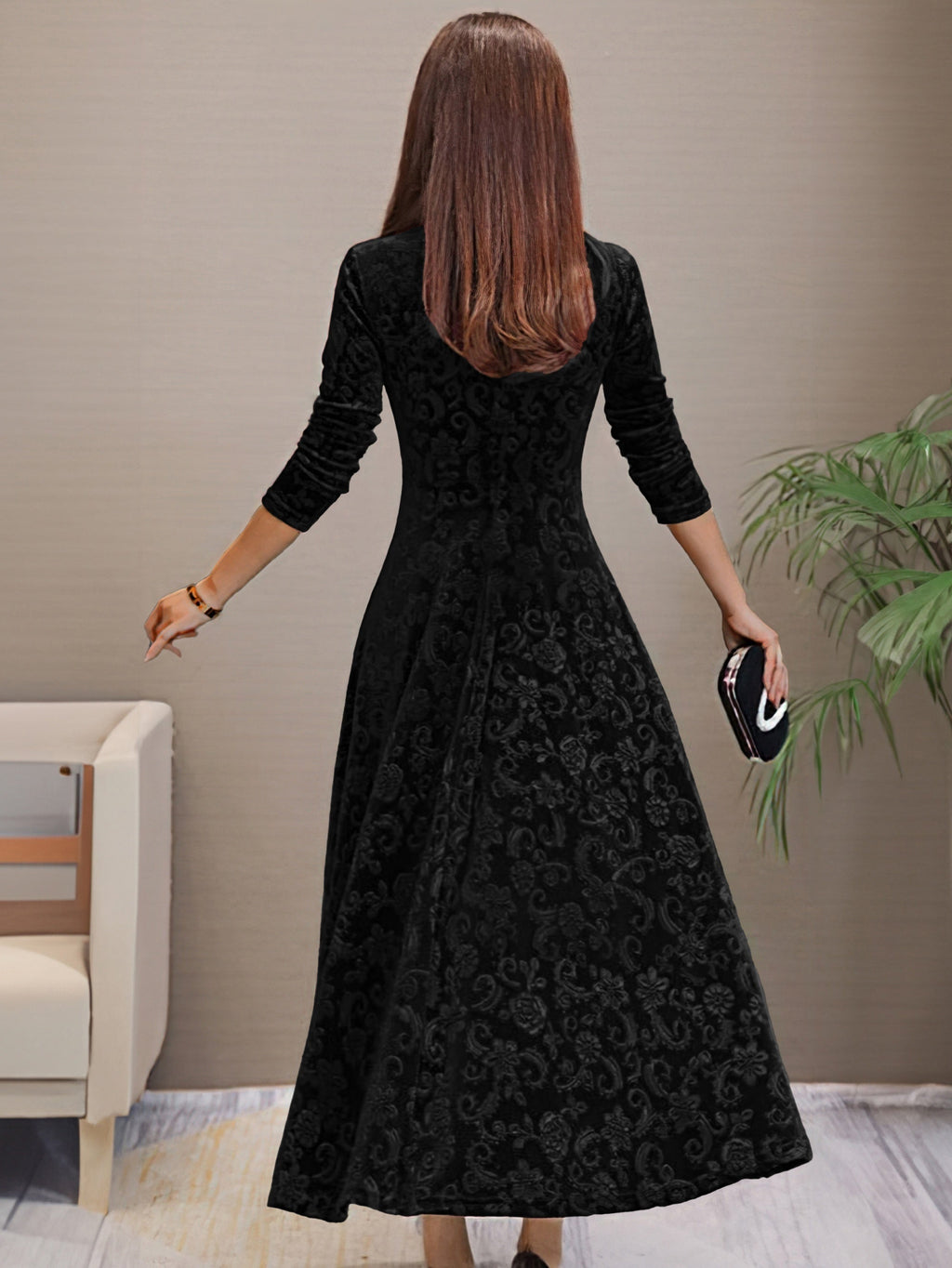 Anny™ – Elegante fluwelen feestjurk met V-hals