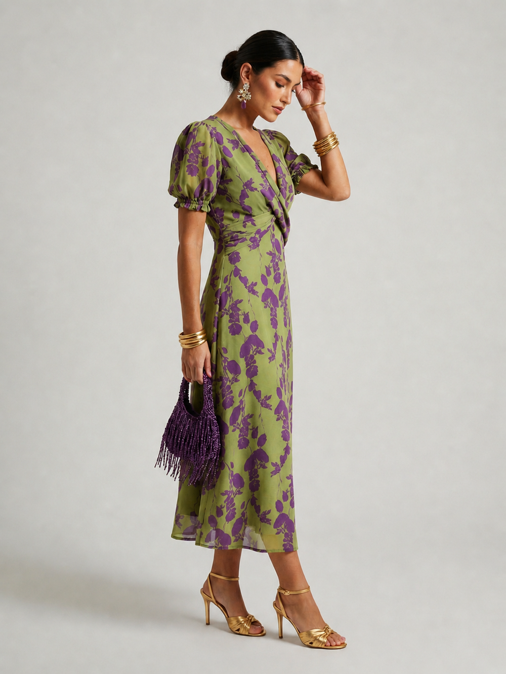 Michaela | Midi-jurk met bloemenprint