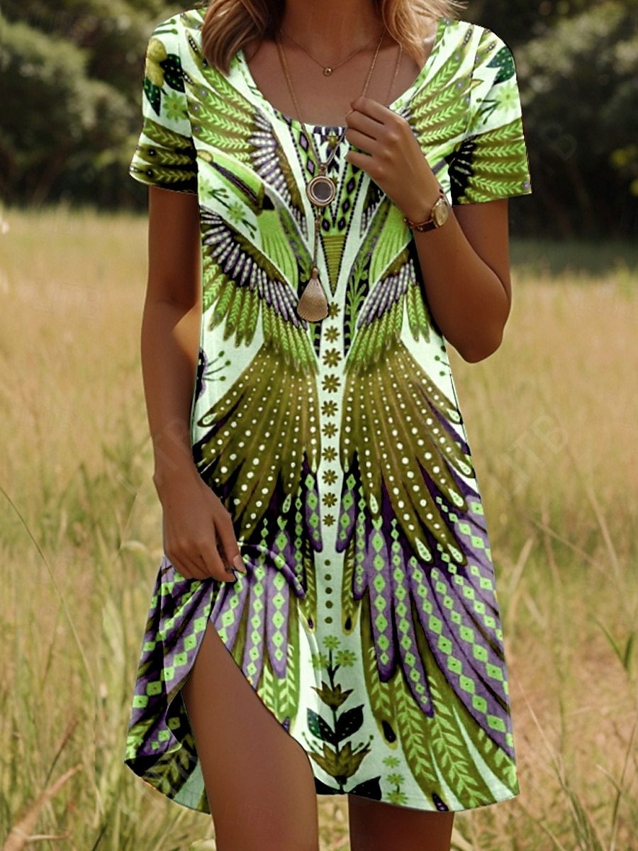 Isla™ – Jurk met Indiaas geïnspireerde print en ronde hals