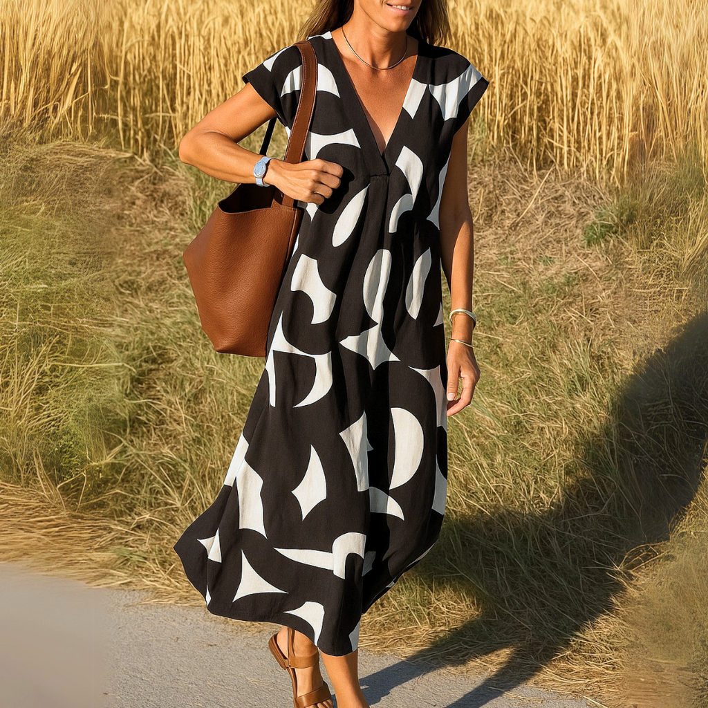 Azura™ – Comfortabele en vloeiende jurk met V-hals in Ibiza-stijl