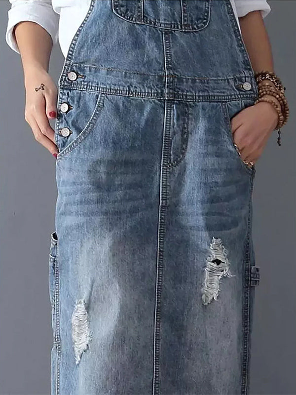 Frayla™ – Used-look spijkerjurk met split achter