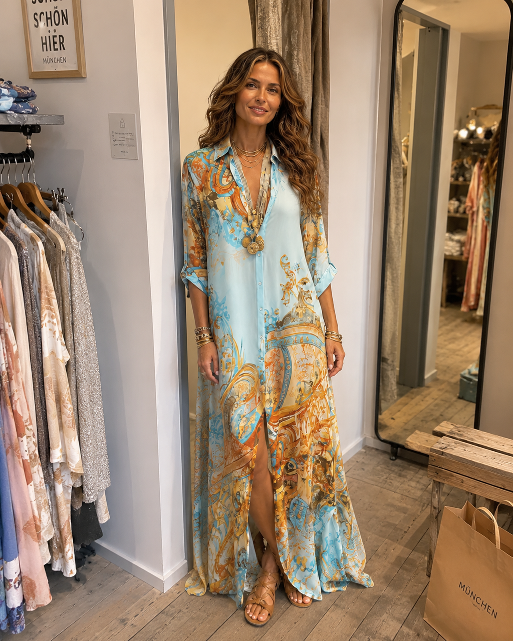 Liane | Gebloemde maxi-jurk met knopenlijst