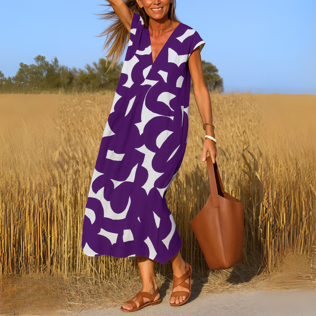 Azura™ – Comfortabele en vloeiende jurk met V-hals in Ibiza-stijl