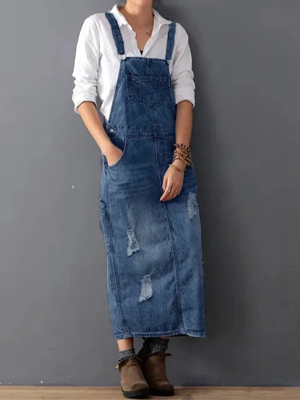 Frayla™ – Used-look spijkerjurk met split achter