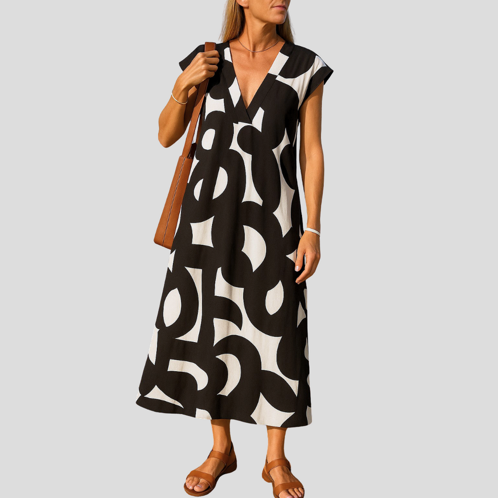 Azura™ – Comfortabele en vloeiende jurk met V-hals in Ibiza-stijl