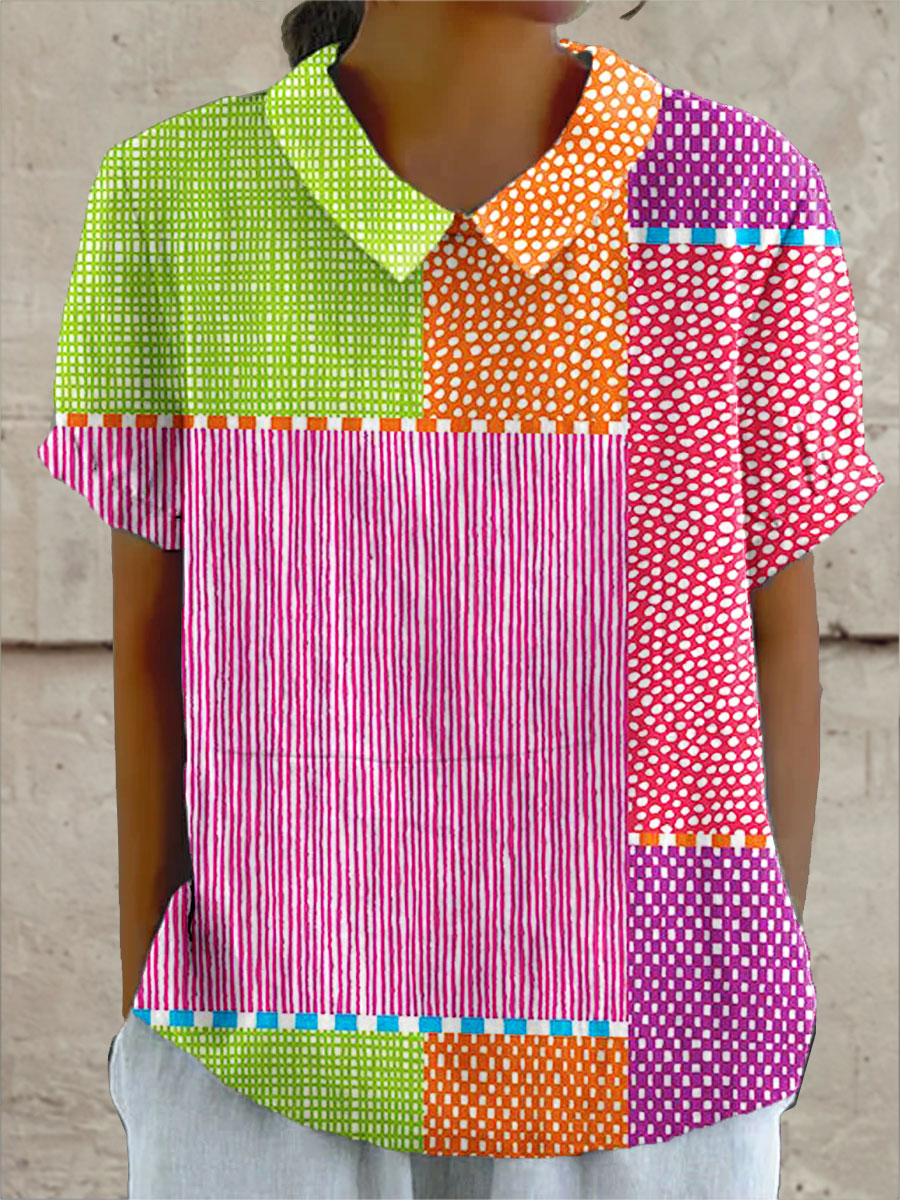 Zoe | Kleurrijk Patchwork Shirt