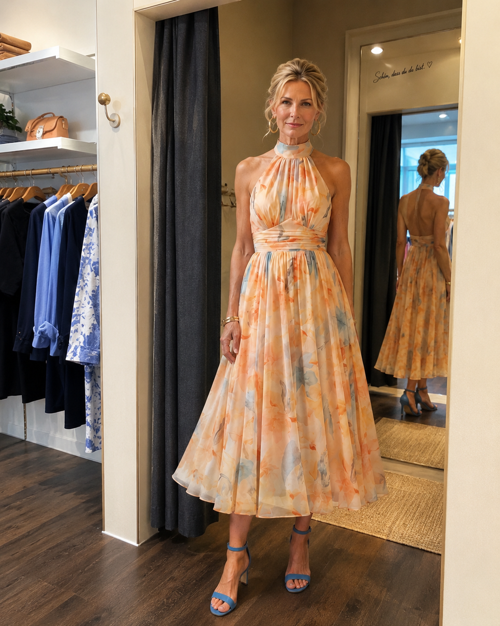 Antonia | Zachte midi-jurk met halterhals